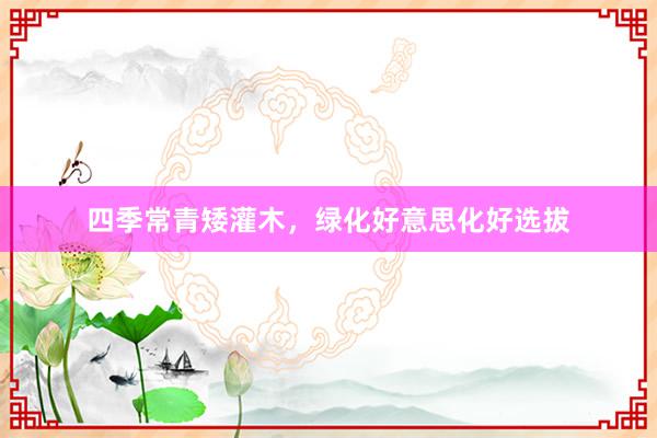 四季常青矮灌木，绿化好意思化好选拔